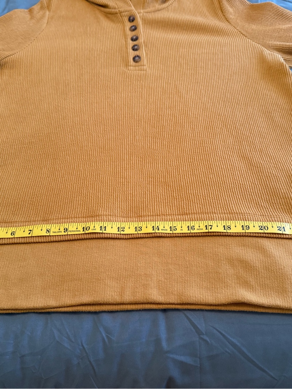 J. Jill Mustard Waffle Knit Tunic Hoodie Pullover Size L - Picture 10 of 11